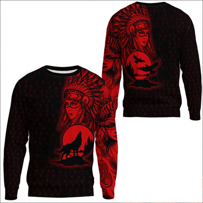 Clothing Valkyries Moon Raven Wolf Red Sweatshirts
