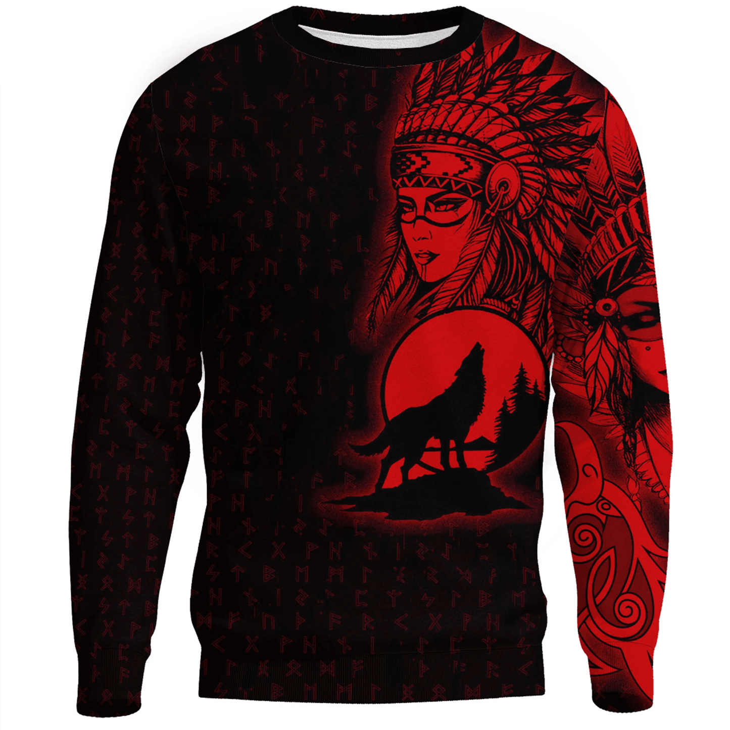 Clothing Valkyries Moon Raven Wolf Red Sweatshirts