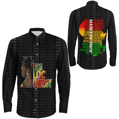 Clothing Big Loc Energy Black Woman Long Sleeve Button Shirt
