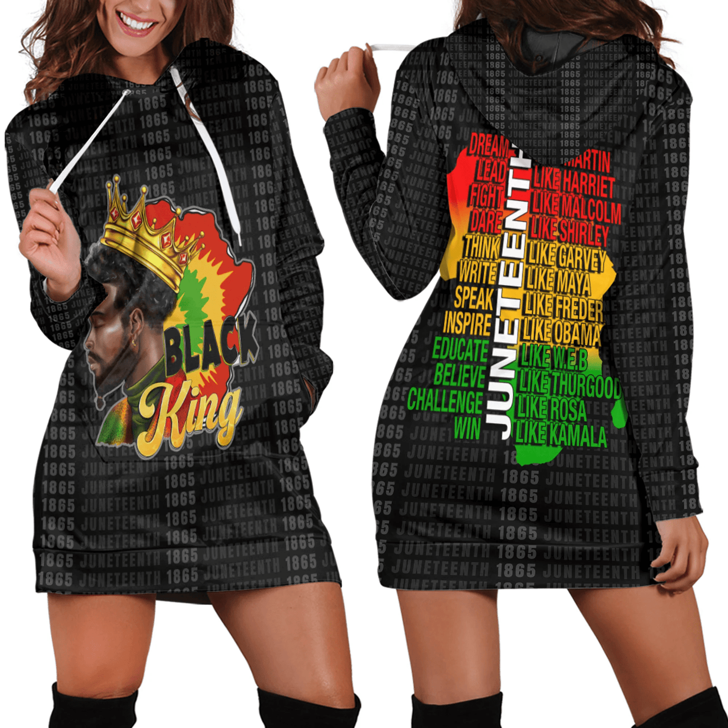 Clothing Black King Afro Man Juneteenth Hoodie Dress