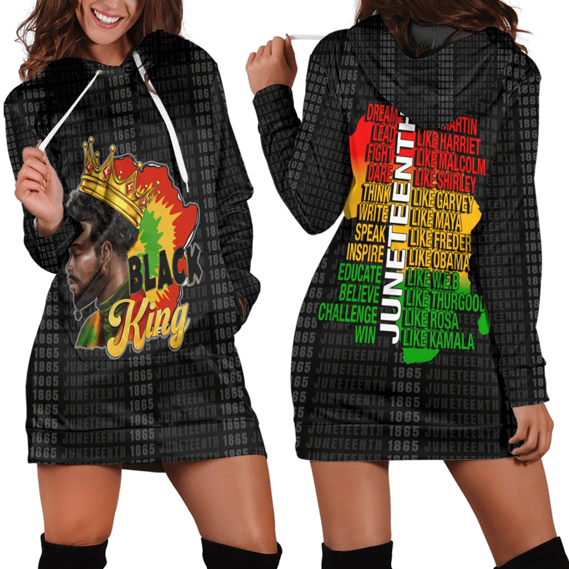 Clothing Black King Afro Man Juneteenth Hoodie Dress