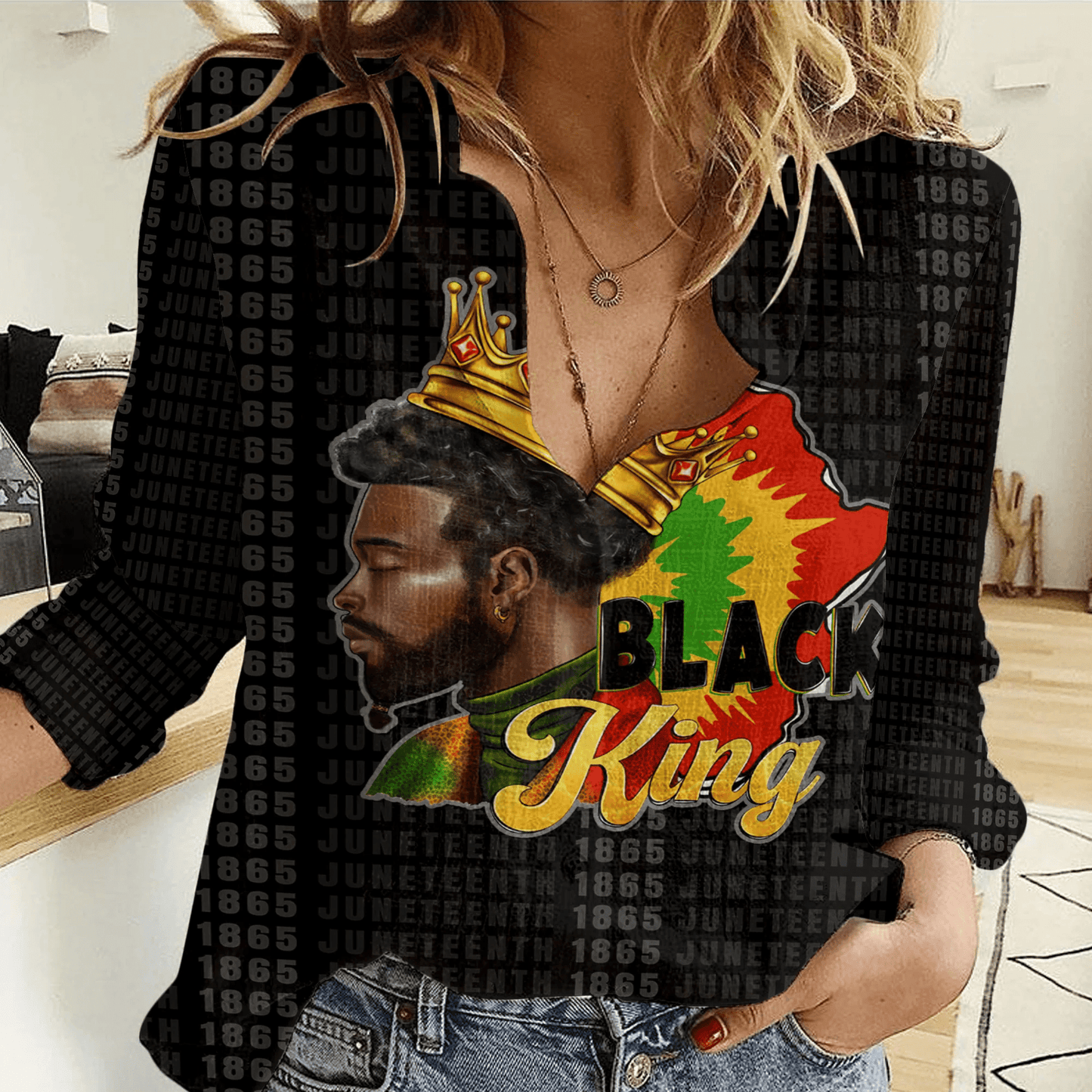 Clothing Black King Afro Man Juneteenth Women Casual Shirt