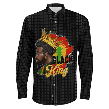 Clothing Black King Afro Man Juneteenth Long Sleeve Button Shirt