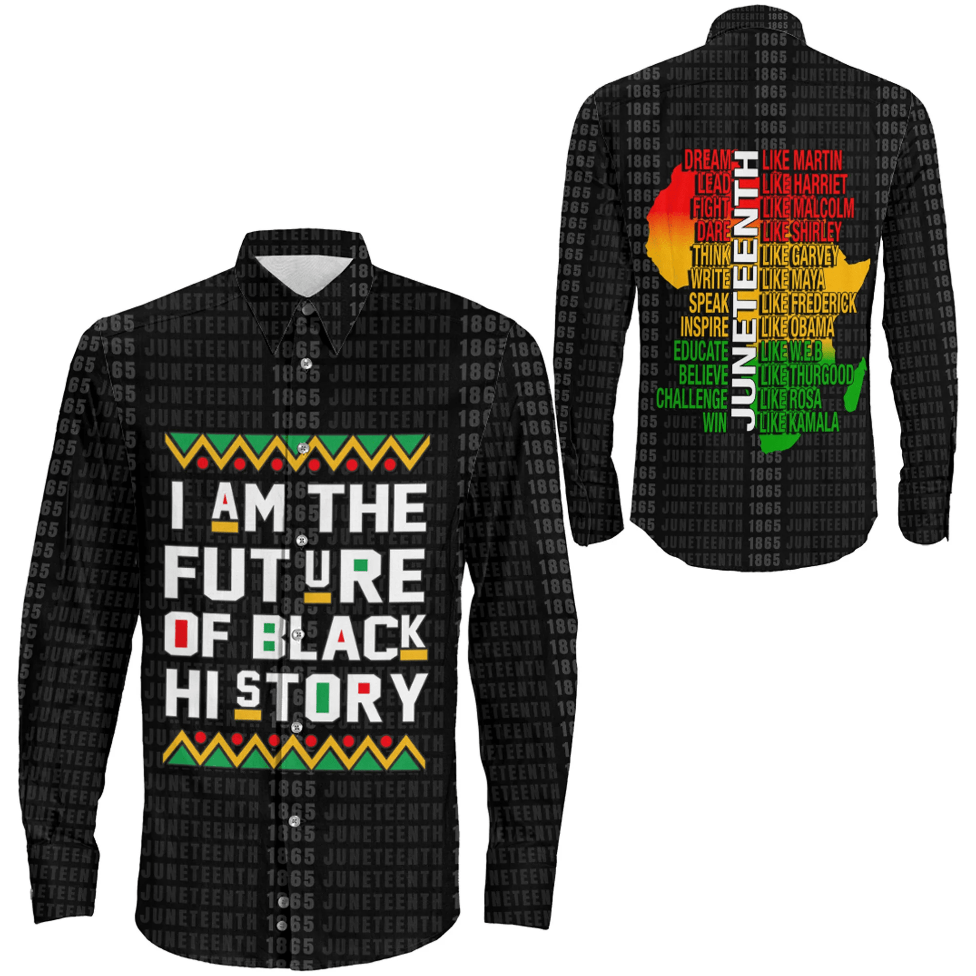 Clothing Future Of Black History Long Sleeve Button Shirt