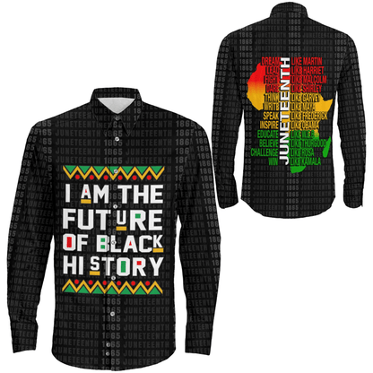 Clothing Future Of Black History Long Sleeve Button Shirt
