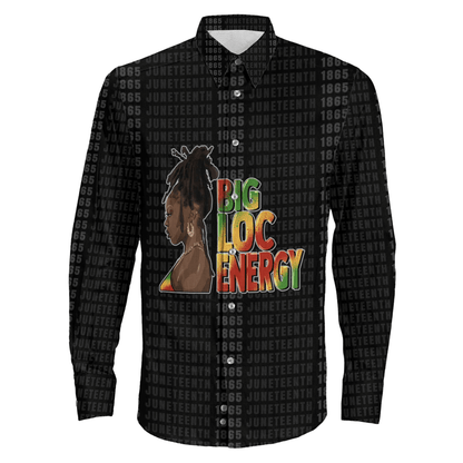 Clothing Big Loc Energy Black Woman Long Sleeve Button Shirt