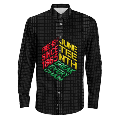 Clothing Juneteenth Free Ish Since 1865 Long Sleeve Button Shirt