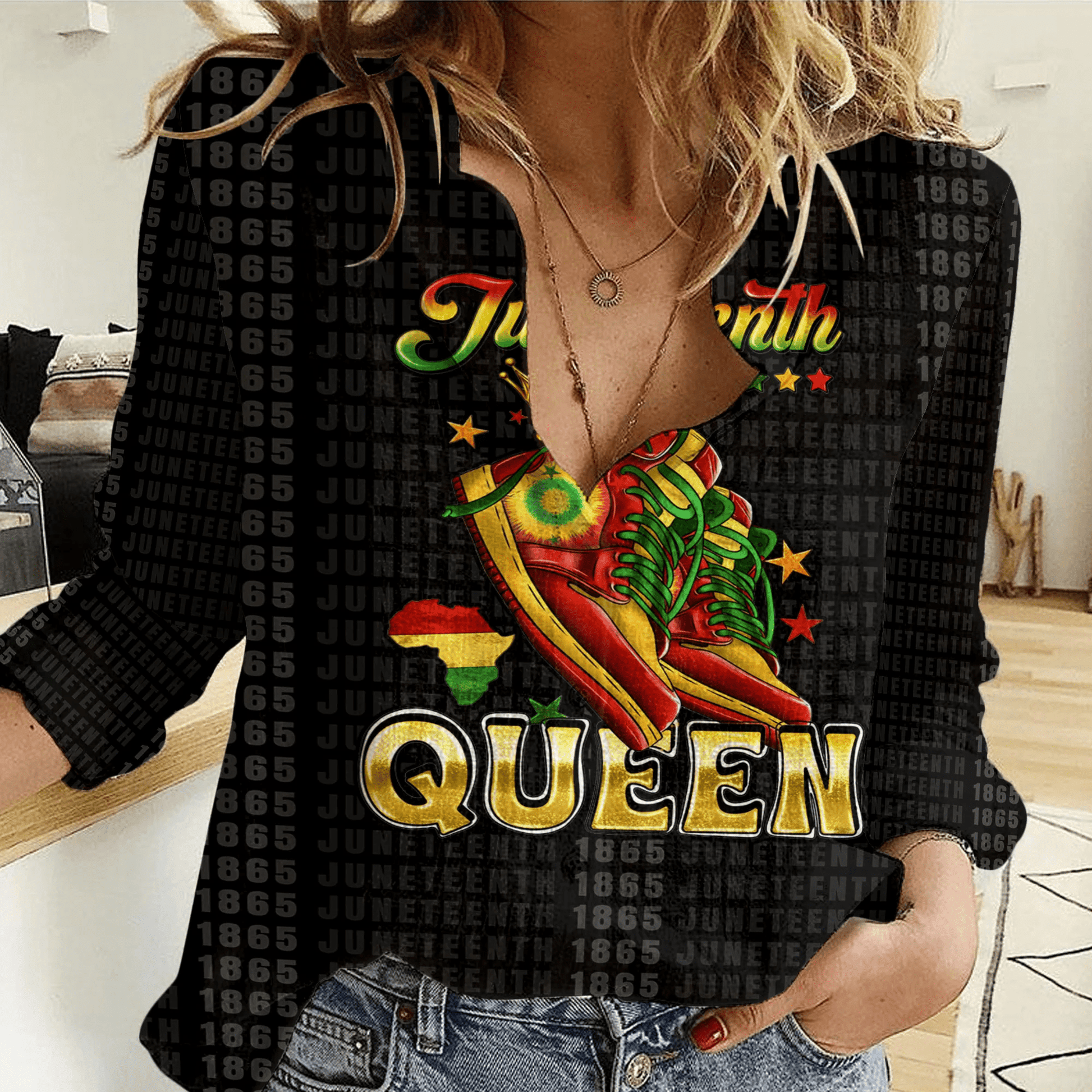 Clothing Juneteenth Queen Sneaker Women Casual Shirt