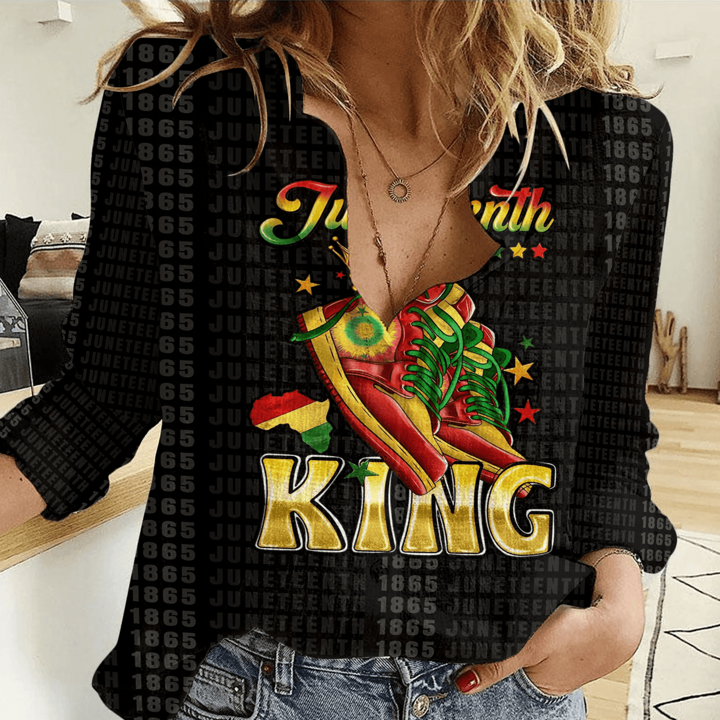 Clothing Juneteenth Queen Sneaker Women Casual Shirt