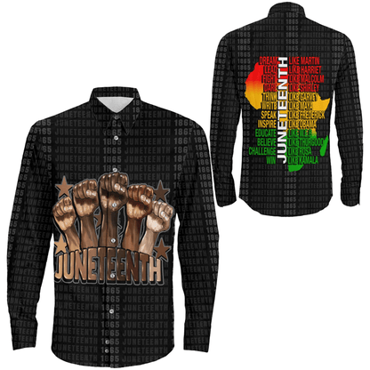 Clothing Melanin Juneteenth Long Sleeve Button Shirt