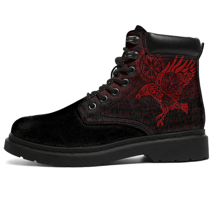 Boots Raven Vegvisir Tattoo Red All Season Boots