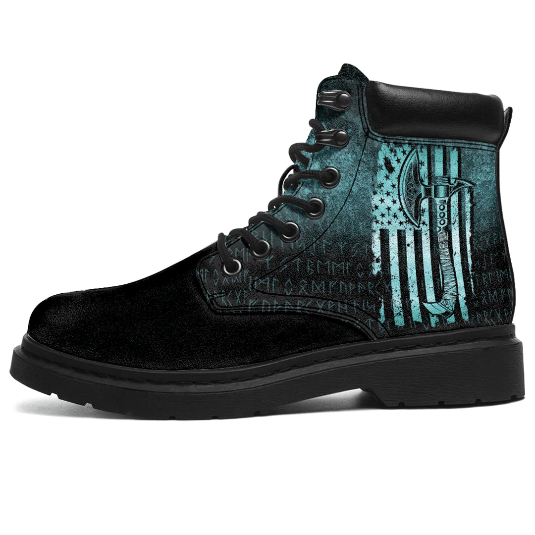 Boots Usa Flag Viking Cool American Norsemen Cyan All Season Boots