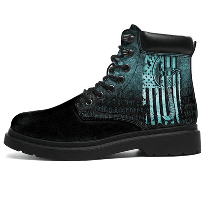 Boots Usa Flag Viking Cool American Norsemen Cyan All Season Boots