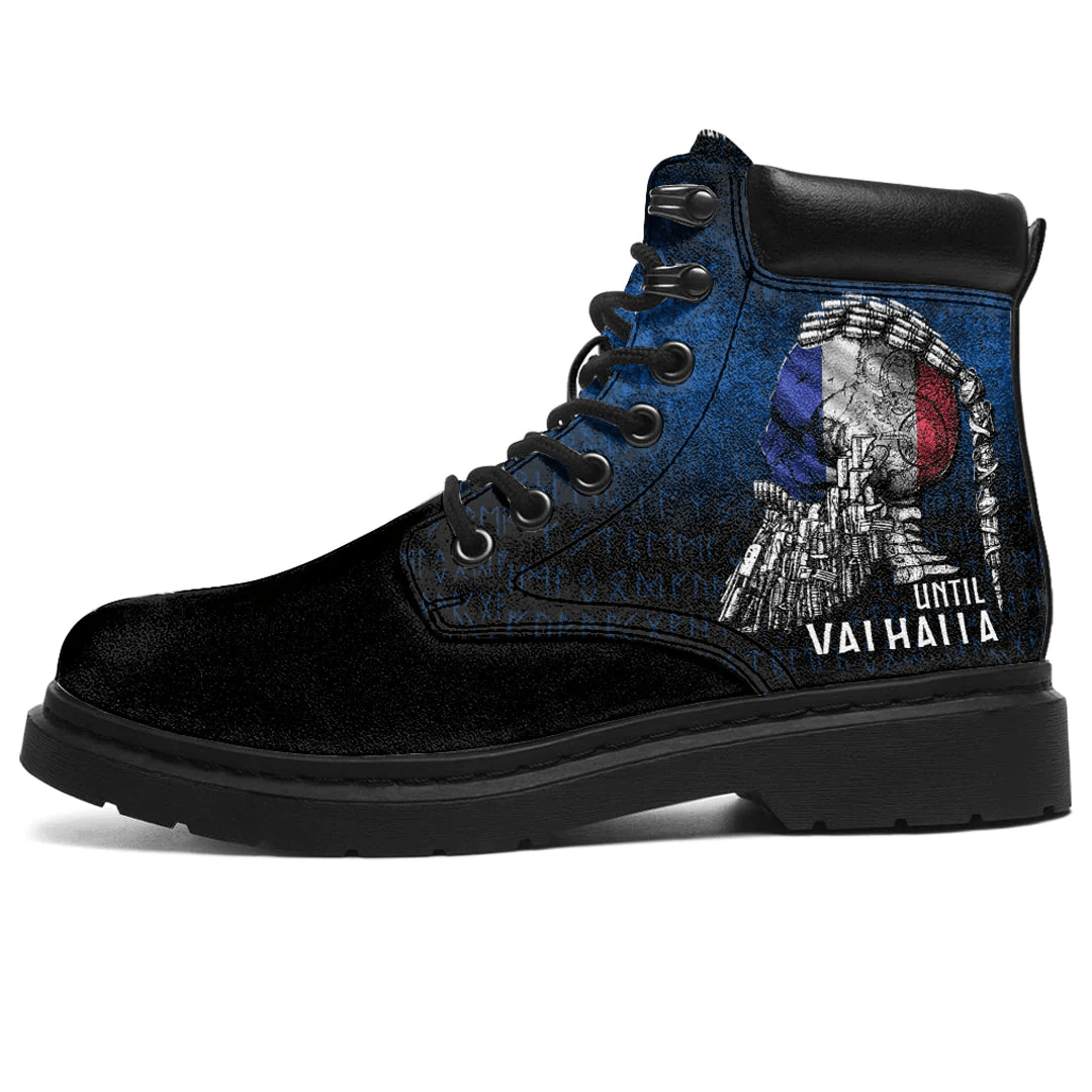 Boots Until Valhalla Viking Skull French Flag All Season Boots