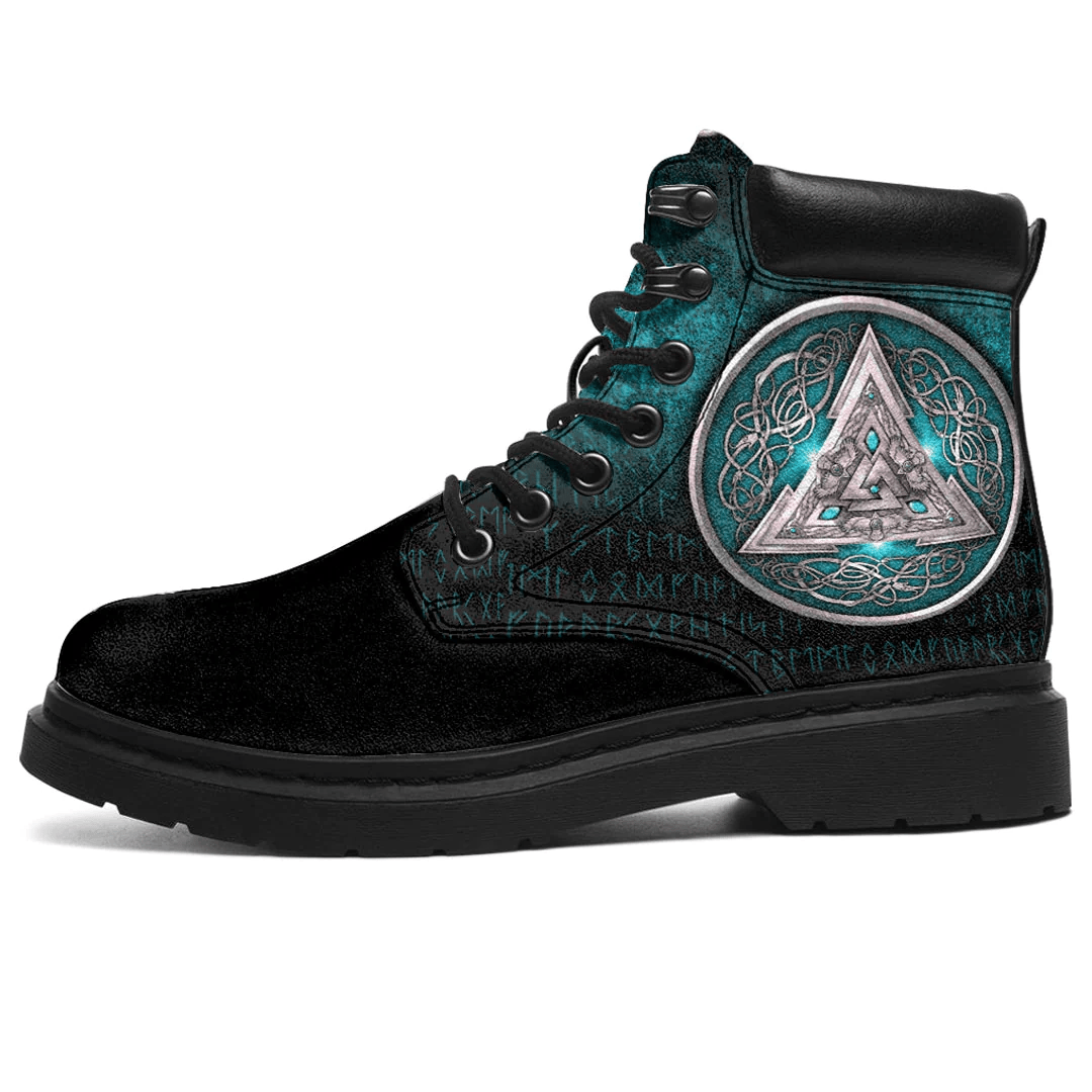 Boots Norse Triskele Valknut Shield In Silver And Cyan All Season Boots