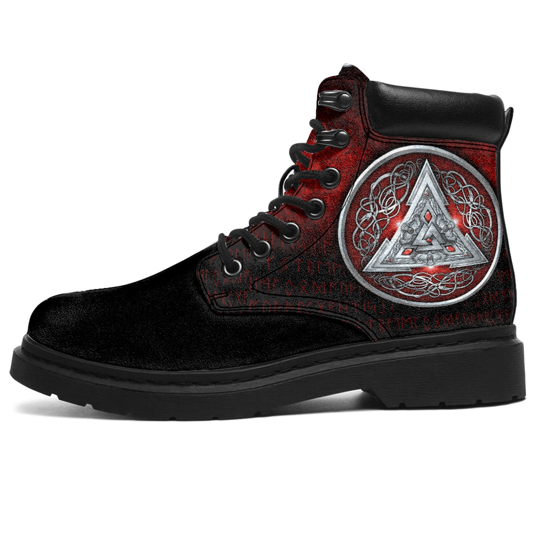 Boots Norse Triskele Valknut Shield In Silver And Red All Season Boots