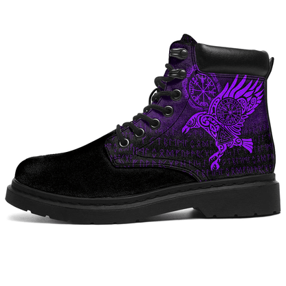 Boots Raven Vegvisir Tattoo Purple All Season Boots
