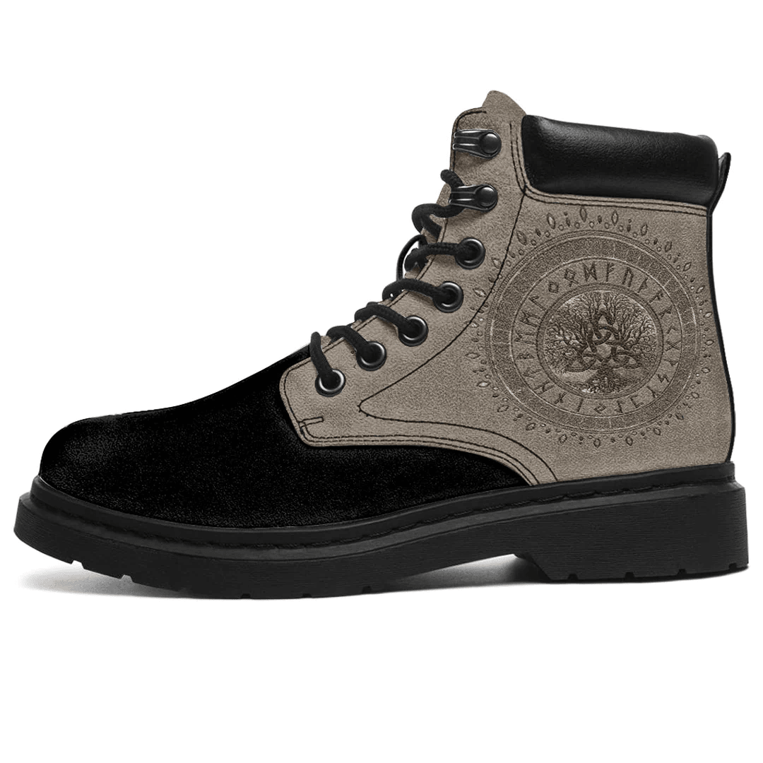 Boots Tree Of Life With Triquetra Beige Leather And Gold All Season Boots