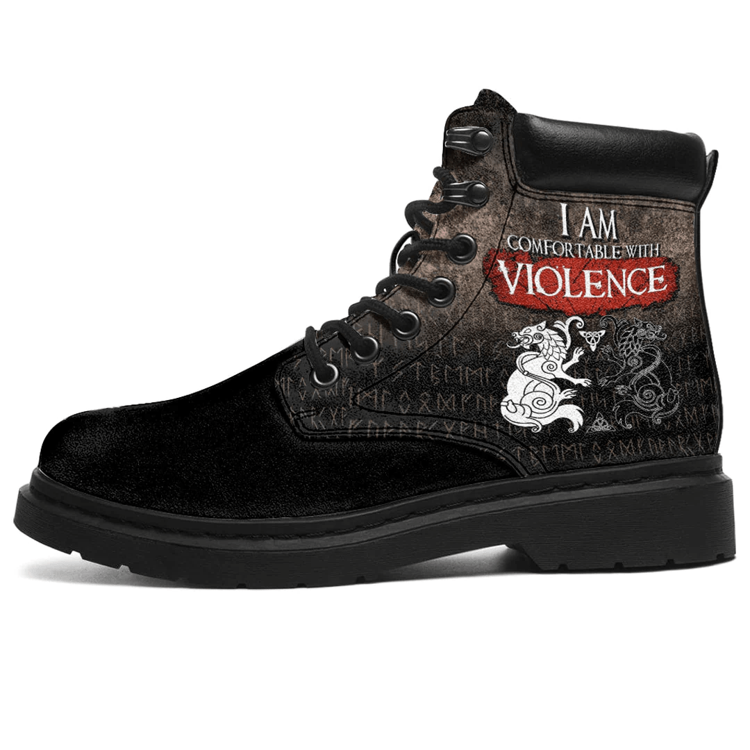 Boots Odin's Wolves Geri And Freki I'm Comfortable With Violence All Season Boots