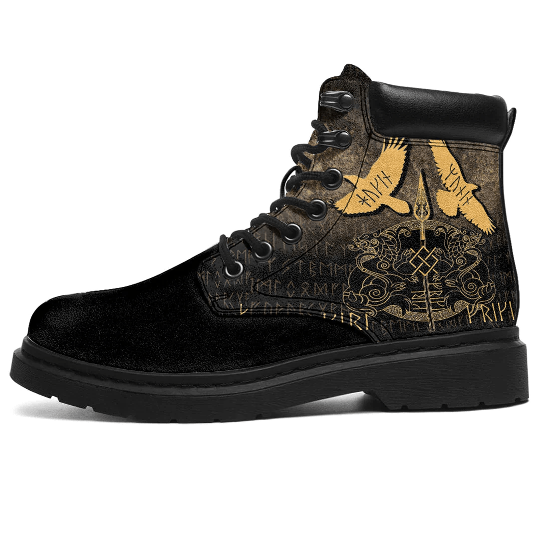 Boots Norse Mythology Spear Of Odin Gungnir Runes Geri Freki Huginn Muninn All Season Boots