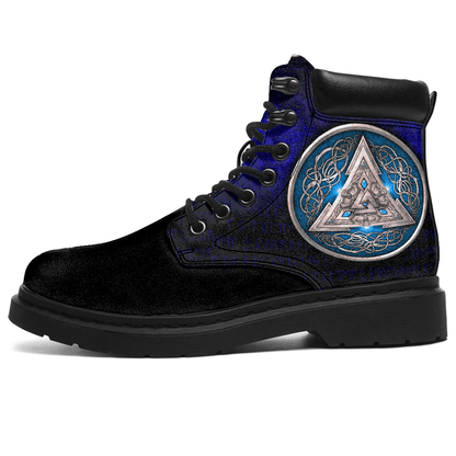 Boots Norse Triskele Valknut Shield In Silver And Blue All Season Boots