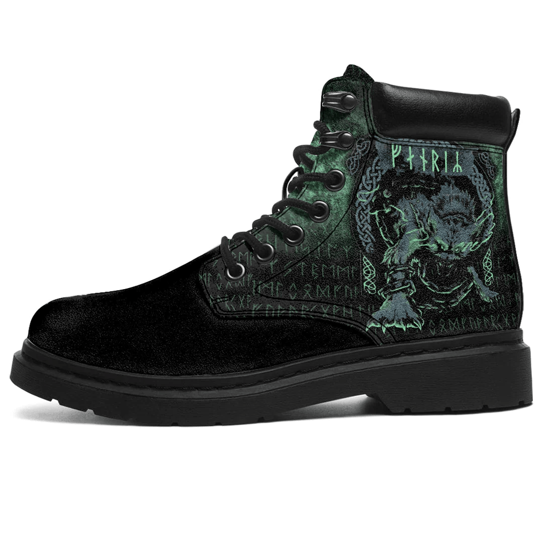 Boots Viking Fenrir Wolf Norse Green All Season Boots