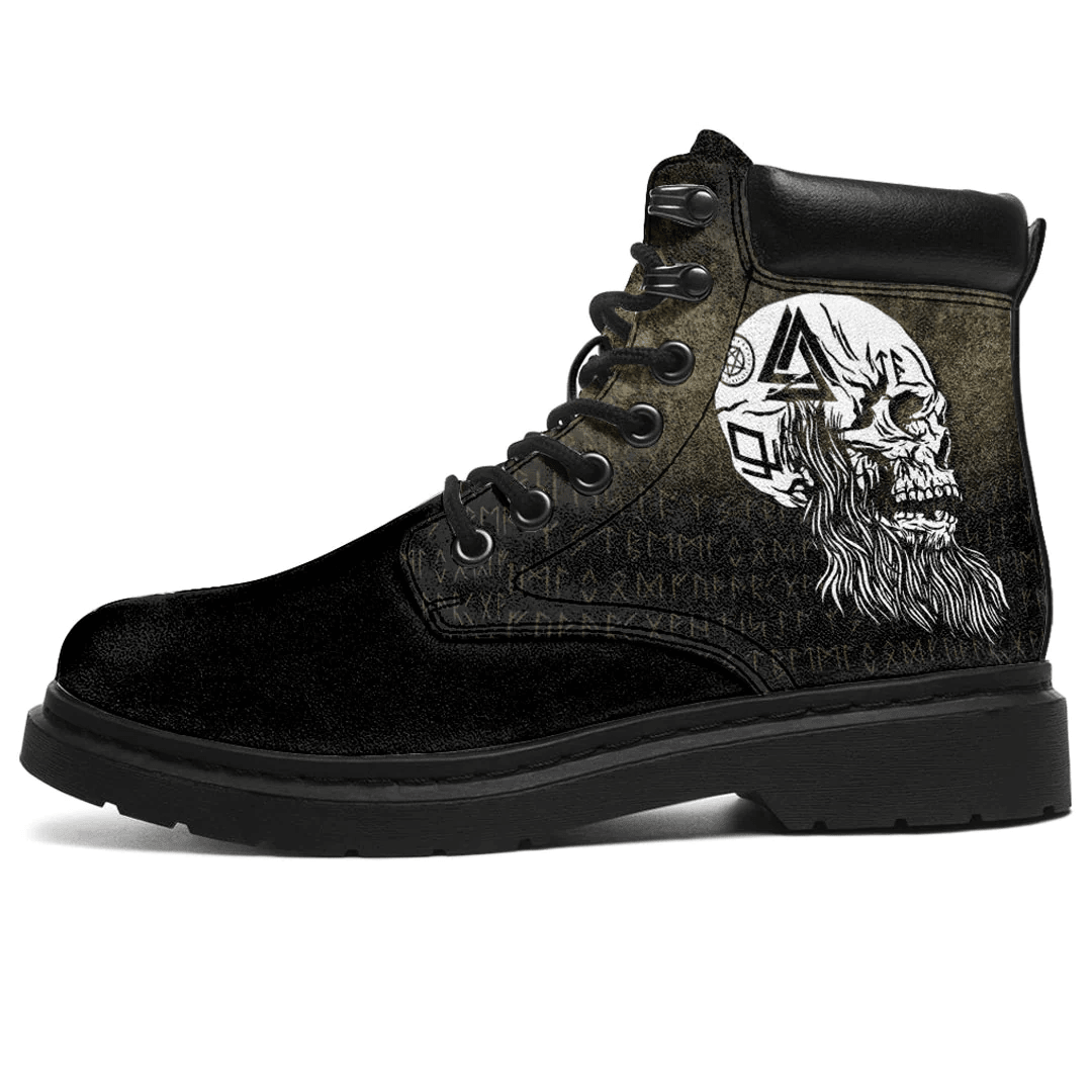 Boots Viking Skull With Tattoos And Long Beard All Season Boots