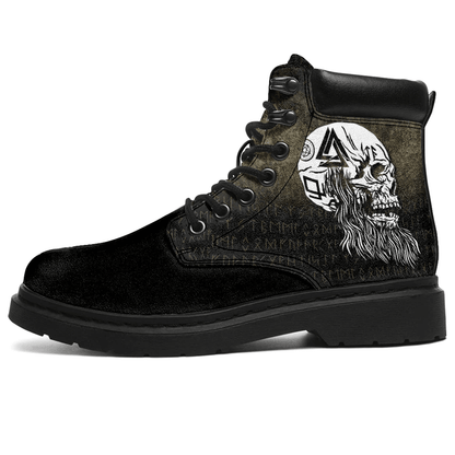 Boots Viking Skull With Tattoos And Long Beard All Season Boots