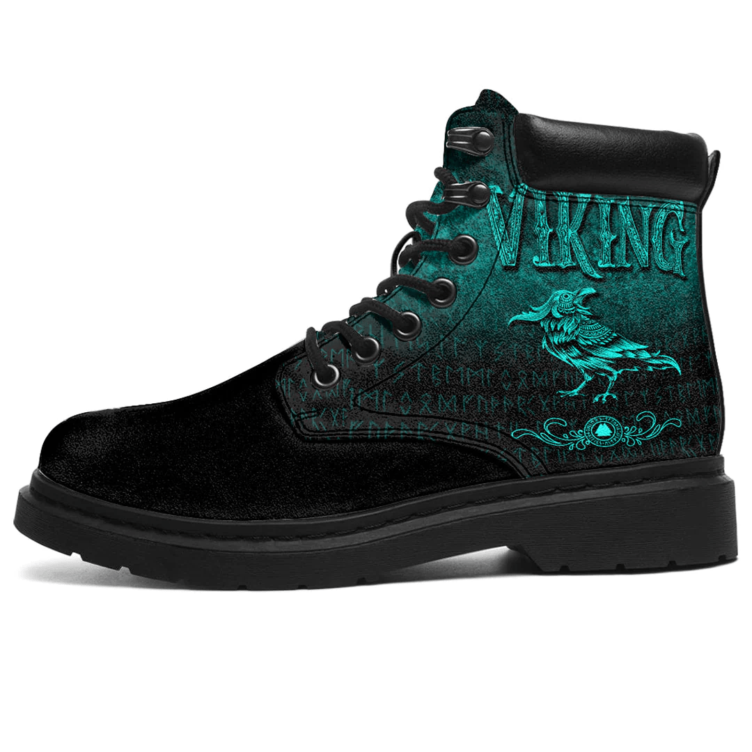Boots Viking Raven Bird Nordic Style Norseman All Season Boots