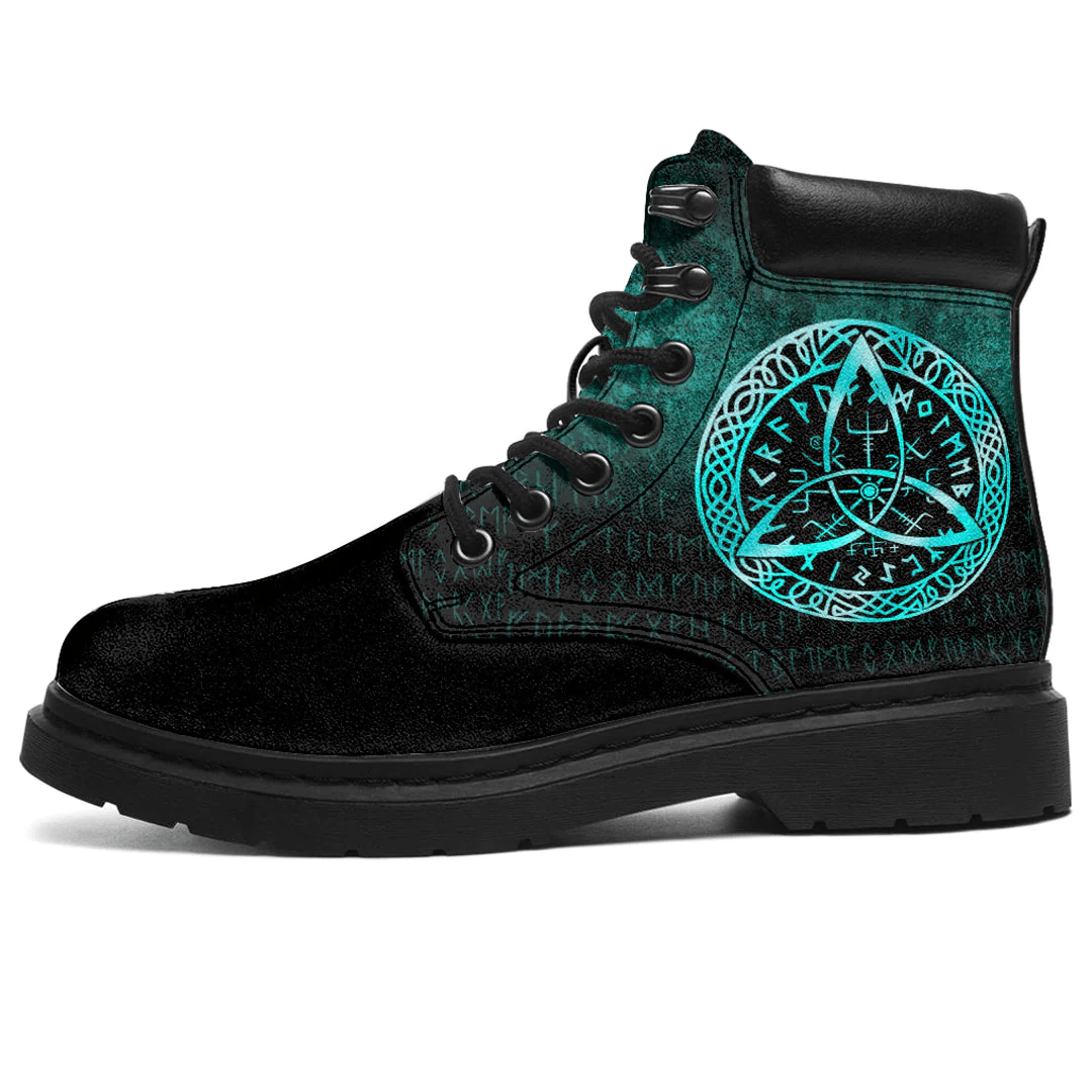 Boots Vegvisir Nordic Viking Rune Cyan All Season Boots