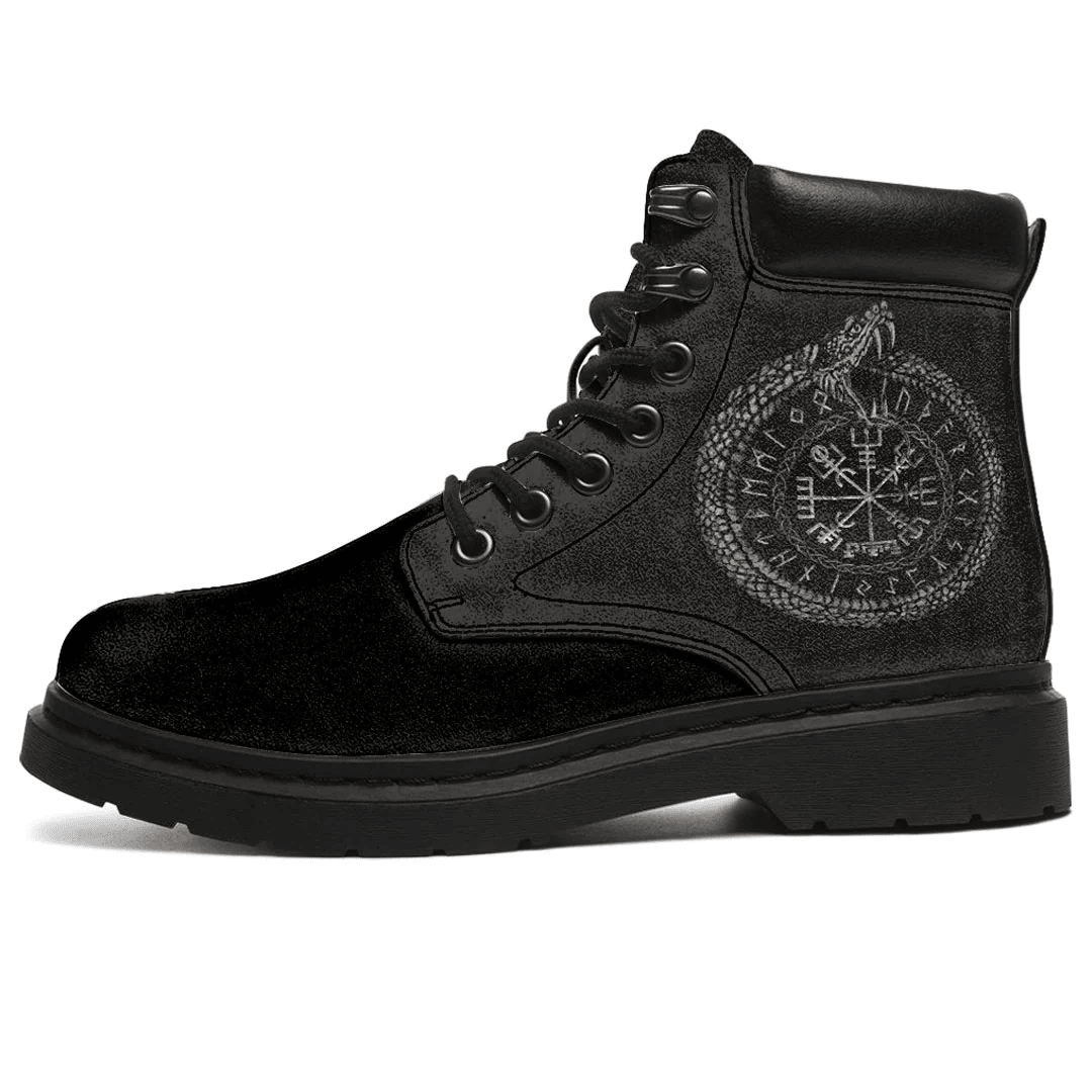 Boots Vegvisir With Ouroboros And Runes All Season Boots