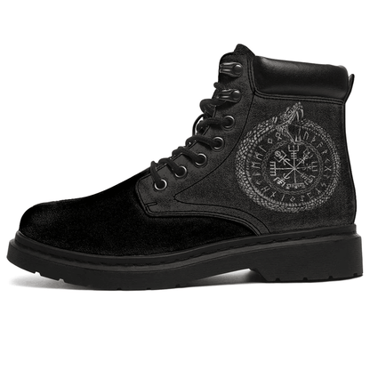 Boots Vegvisir With Ouroboros And Runes All Season Boots