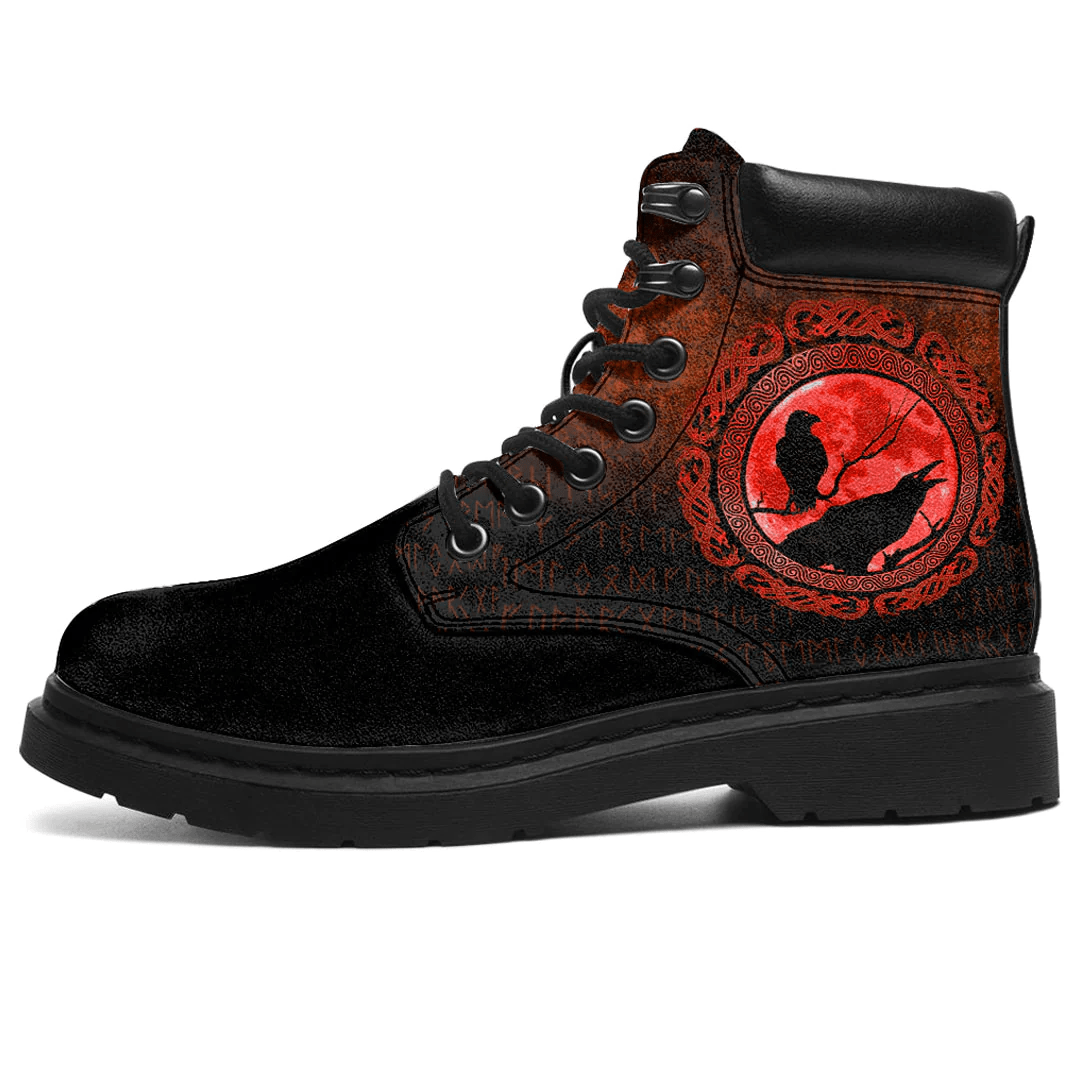 Boots Vikings Hugin Munin Odins Ravens Red All Season Boots