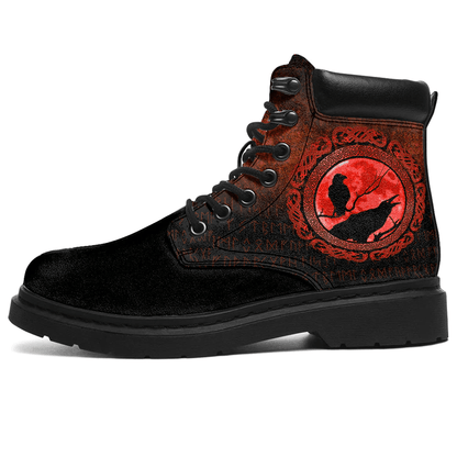 Boots Vikings Hugin Munin Odins Ravens Red All Season Boots