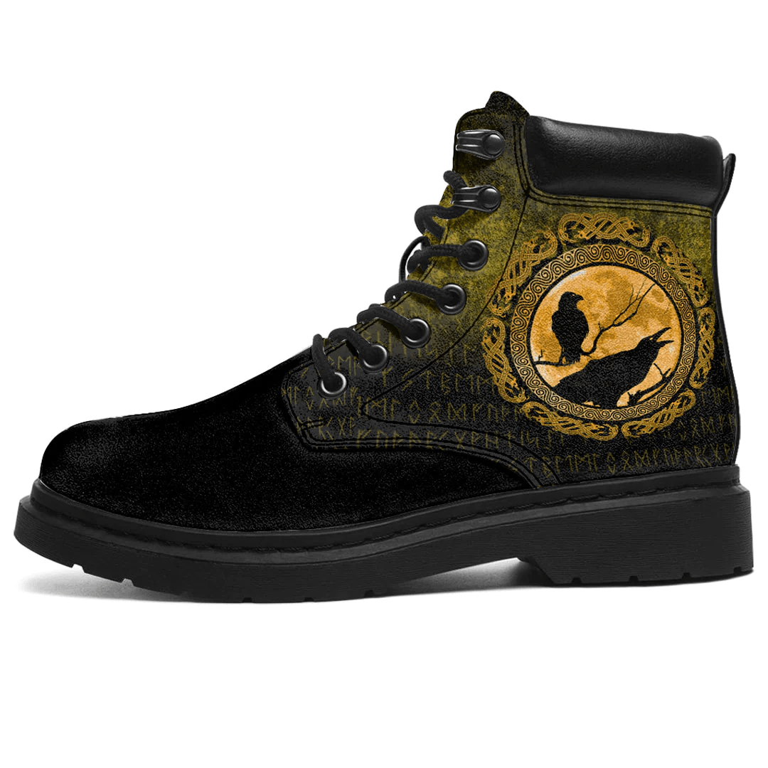 Boots Vikings Hugin Munin Odins Ravens Gold All Season Boots