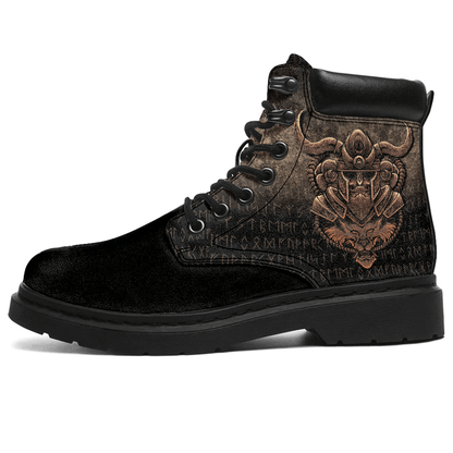 Boots Viking Wolf Norse Mythology Valhalla Warrior Gift All Season Boots
