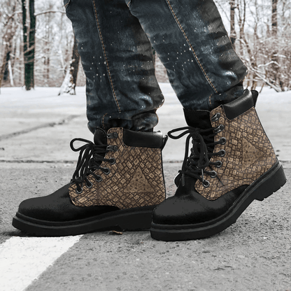 Boots Triquetra And Runic Alphabet Wood And Gold All Season Boots