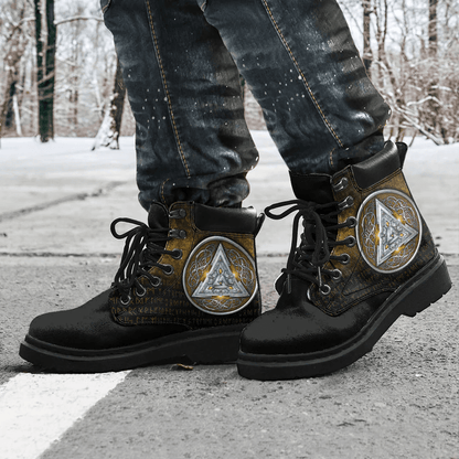 Boots Norse Triskele Valknut Shield In Silver And Gold All Season Boots