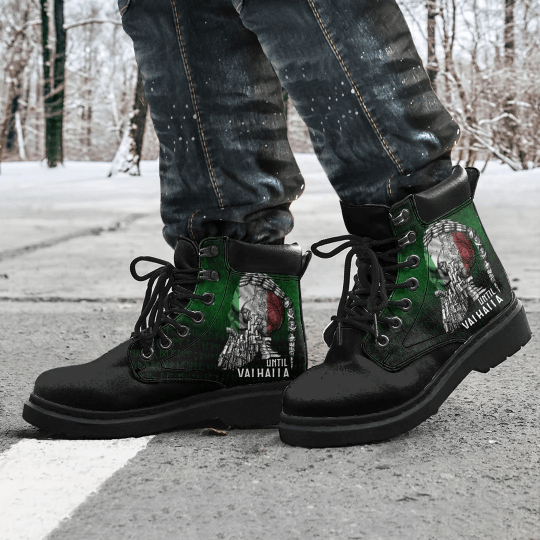 Boots Until Valhalla Viking Skull Italian Flag All Season Boots