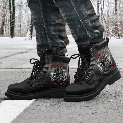 Boots Odin Geri And Freki Wolfs Viking Blood Runs Through My Veins All Season Boots