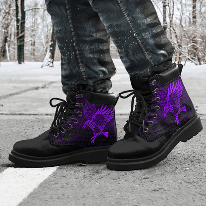Boots Raven Vegvisir Tattoo Purple All Season Boots
