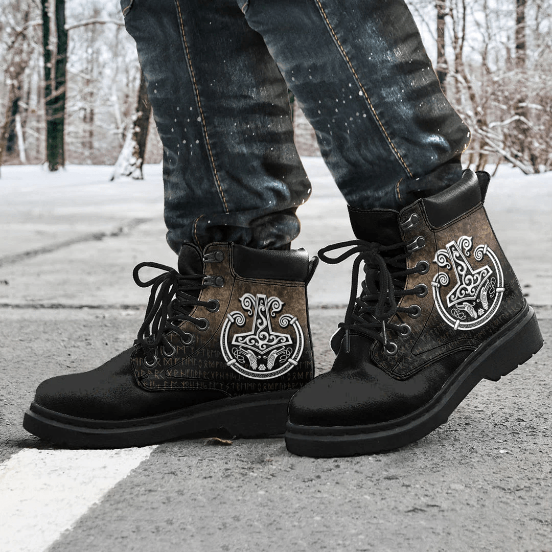 Boots Thors Hammer Mjolnir Viking Torc Norse Pagan All Season Boots