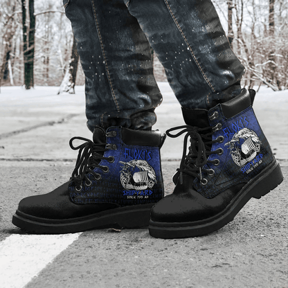 Boots Kattegat Longboat Raven Norse Mythology Flokis Shipyard All Season Boots