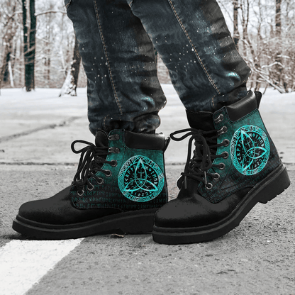 Boots Vegvisir Nordic Viking Rune Cyan All Season Boots