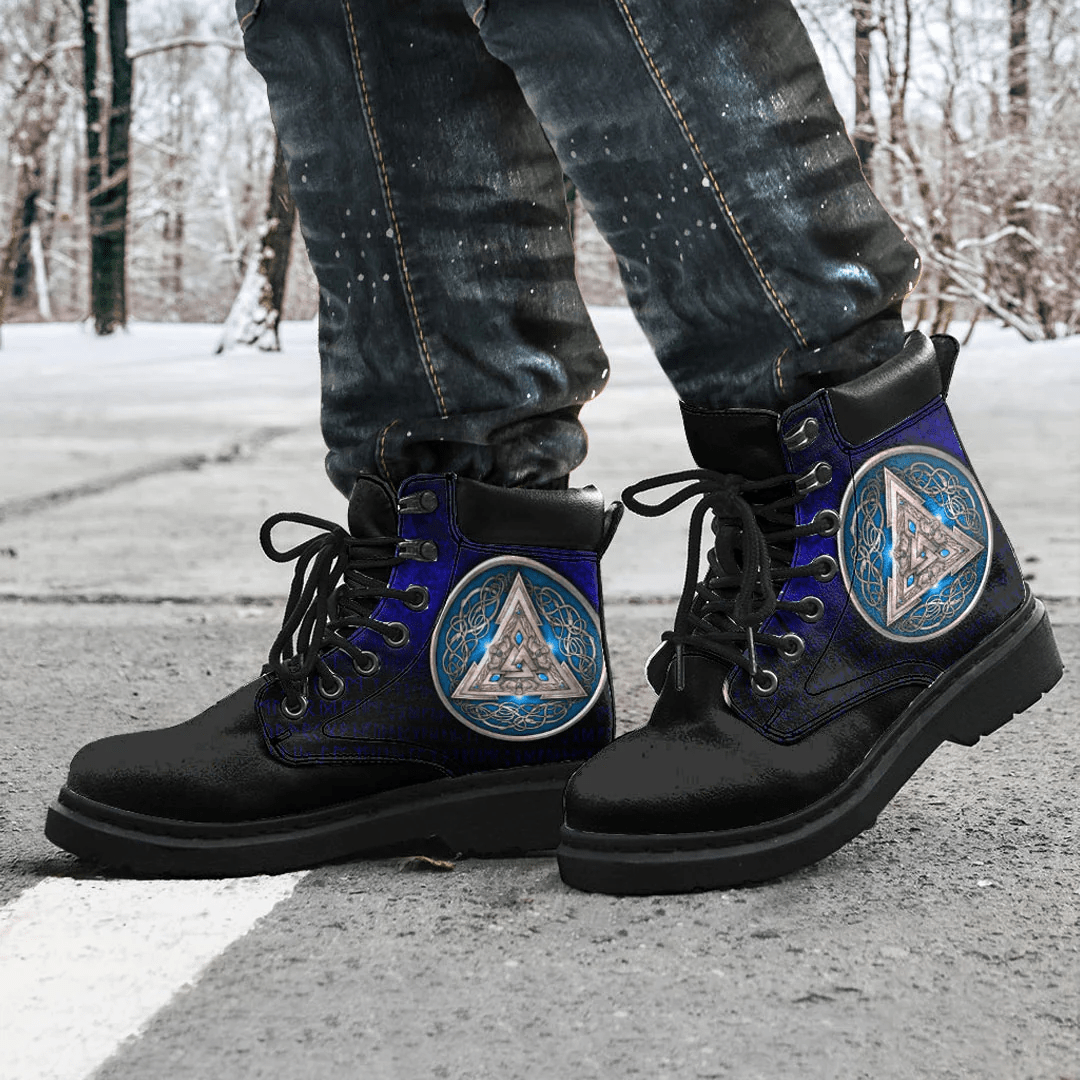 Boots Norse Triskele Valknut Shield In Silver And Blue All Season Boots