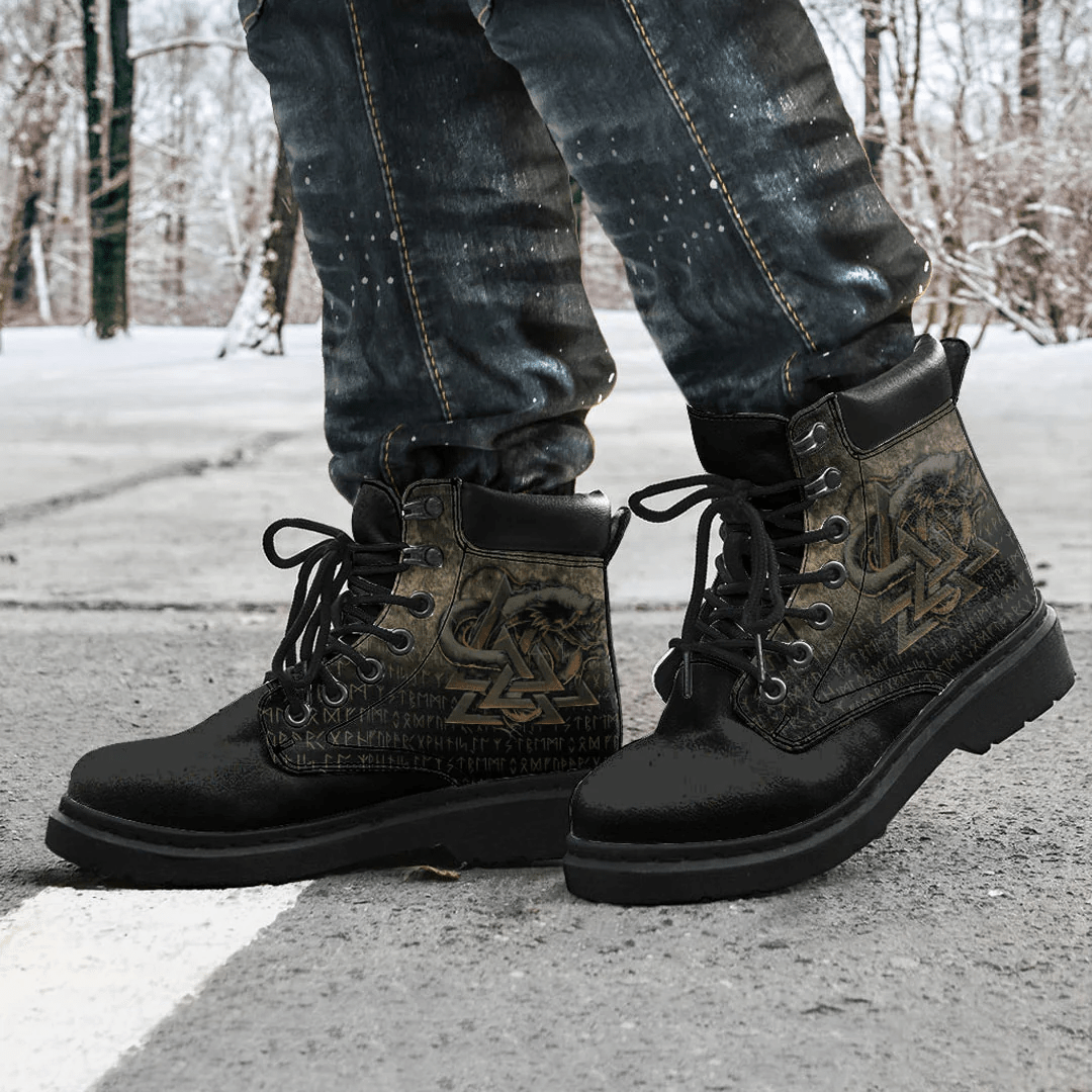 Boots Viking Valknut Jormungandr Norse Pagan Mythology Serpent Snake All Season Boots