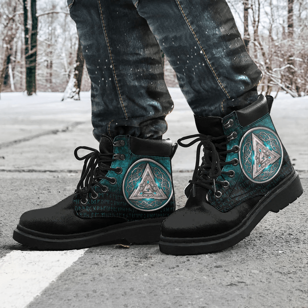 Boots Norse Triskele Valknut Shield In Silver And Cyan All Season Boots