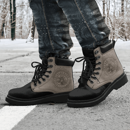 Boots Tree Of Life With Triquetra Beige Leather And Gold All Season Boots