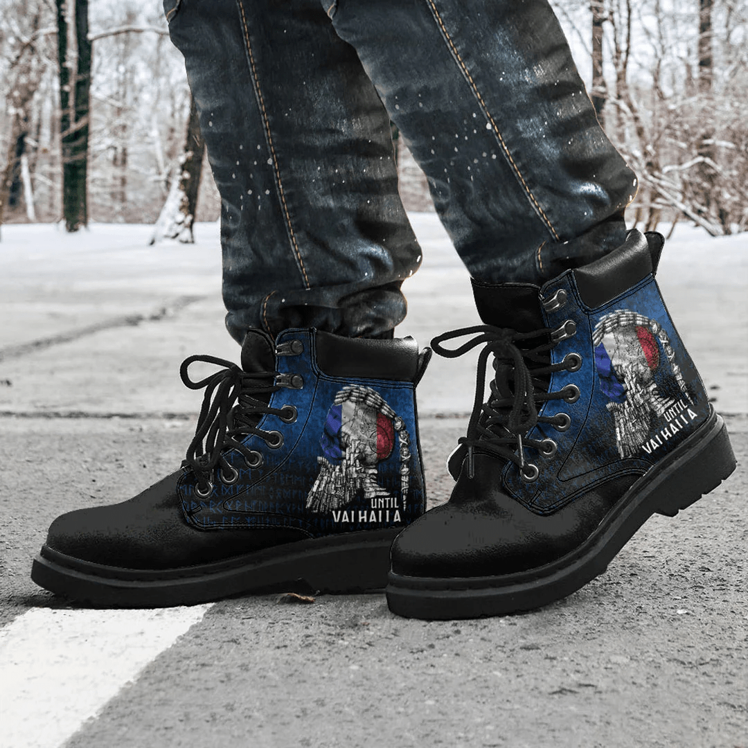 Boots Until Valhalla Viking Skull French Flag All Season Boots