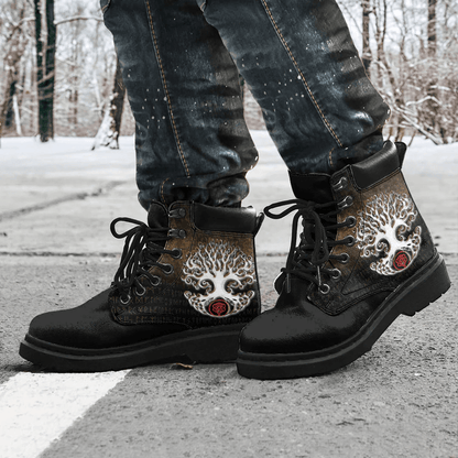 Boots Viking Yggdrasil Symbol Sacred Tree Norse Mythology All Season Boots